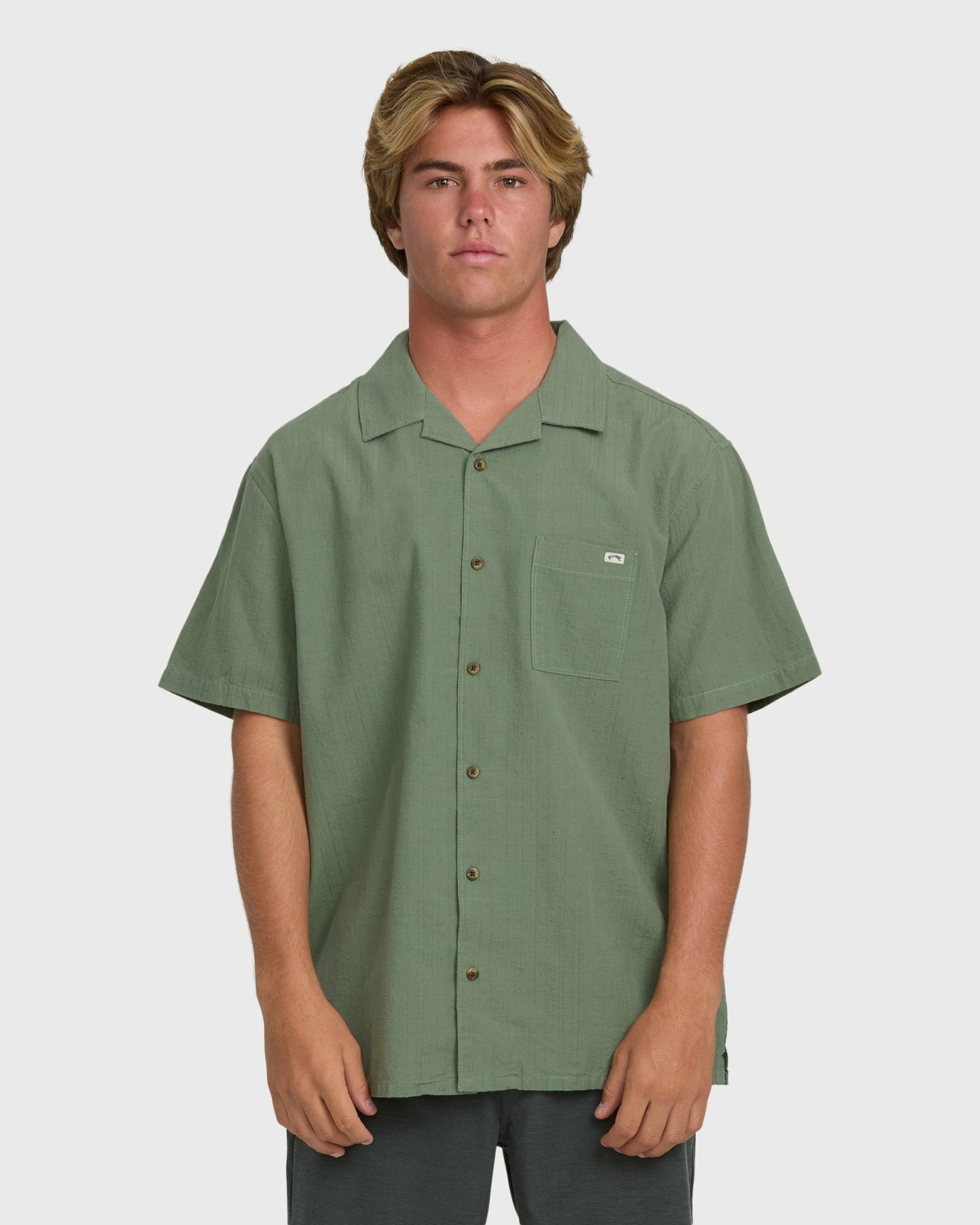 Billabong Men's Victoria Vacay Short Sleeve Woven Shirt - Granite Green