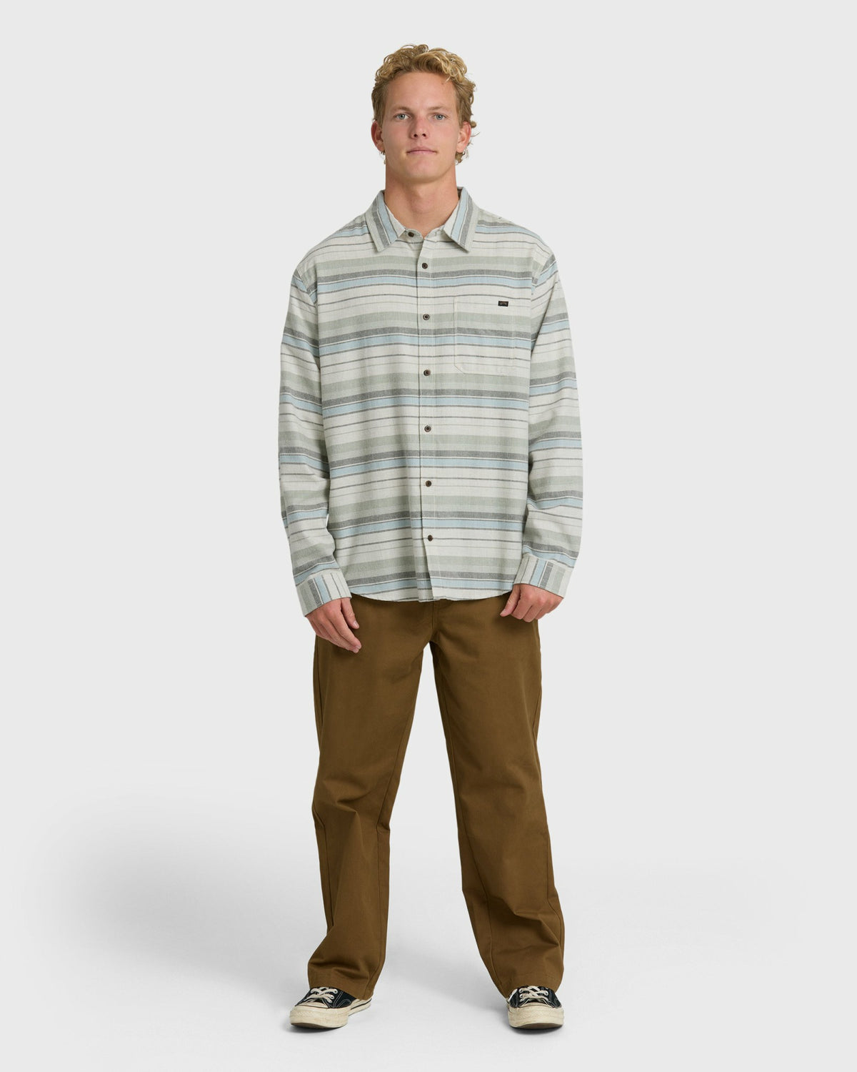 Billabong Men's Coastline Long Sleeve Flannel Shirt - Chino