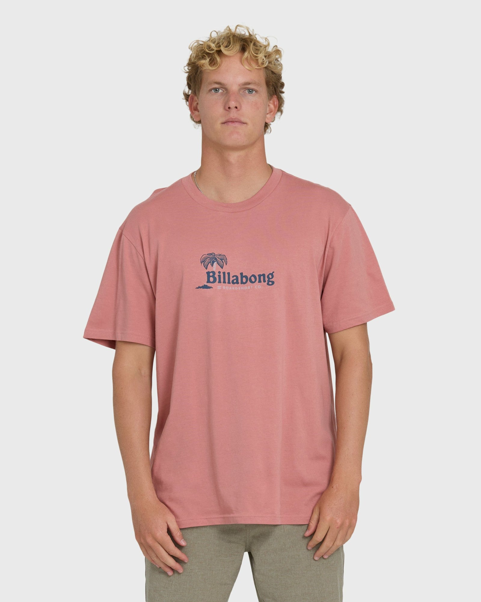 Billabong Men's Check Out Premium Short Sleeve Knit T-Shirt - Ash Rose