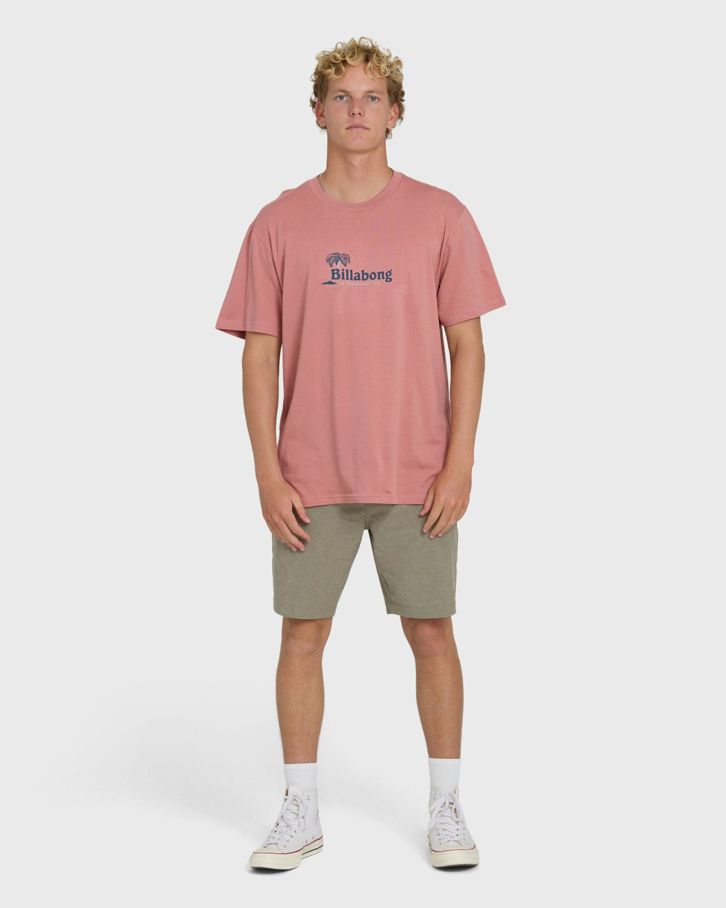 Billabong Men's Check Out Premium Short Sleeve Knit T-Shirt - Ash Rose