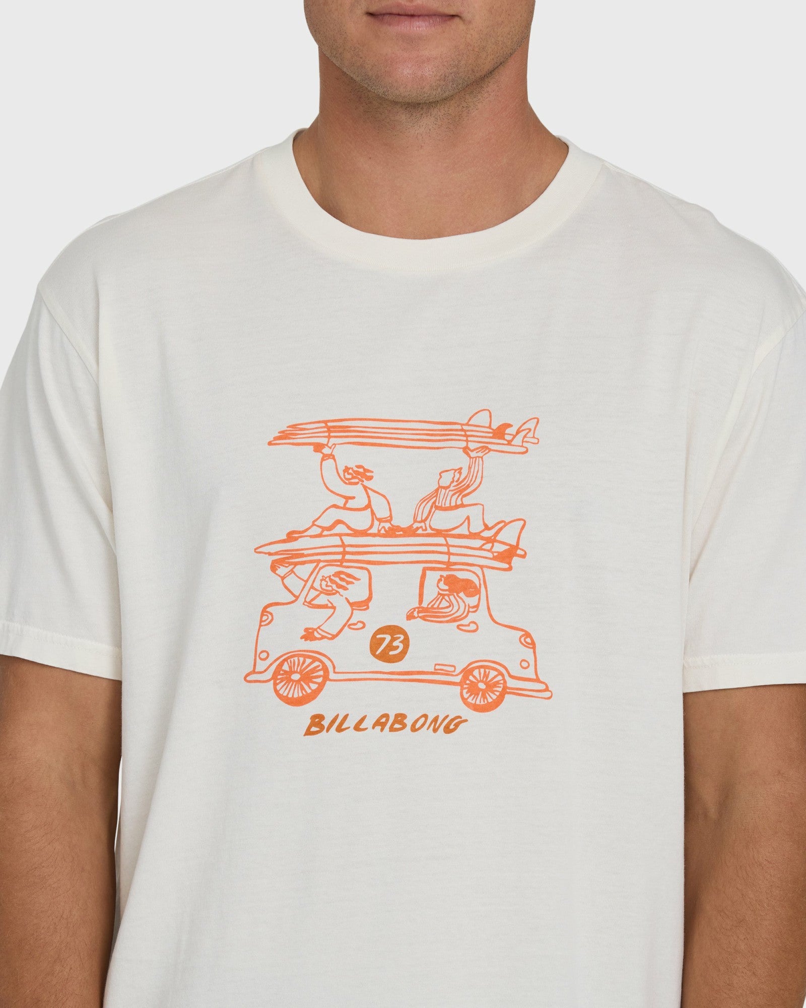 Billabong Men's Stack Wave Washed Premium Short Sleeve Knit T-Shirt - Off White