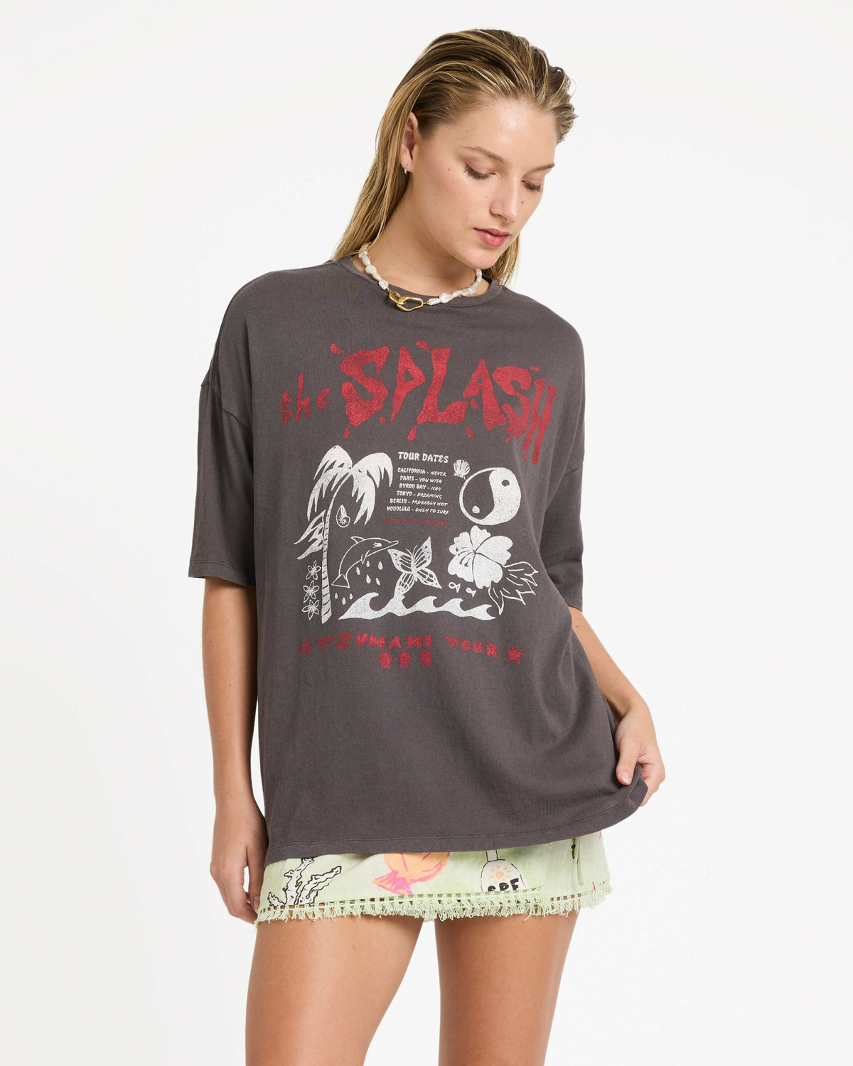 Billabong Women's Lottie Hall Short Sleeve T-Shirt - Off Black