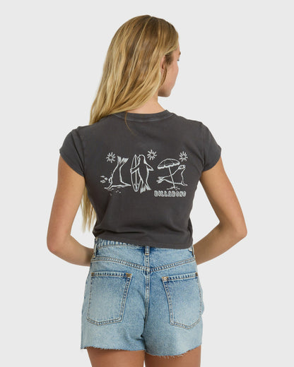 Billabong Women's Morning Fun Time Short Sleeve T-Shirt - Off Black