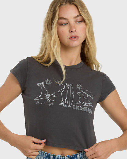Billabong Women's Morning Fun Time Short Sleeve T-Shirt - Off Black