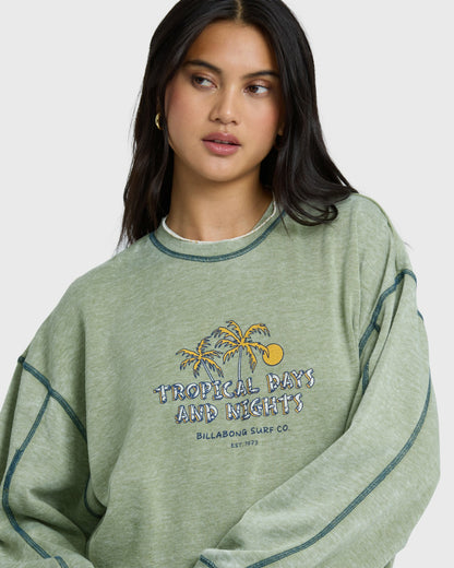 Billabong Women's All The Days Kendal Crewneck Sweatshirt - Dark Olive