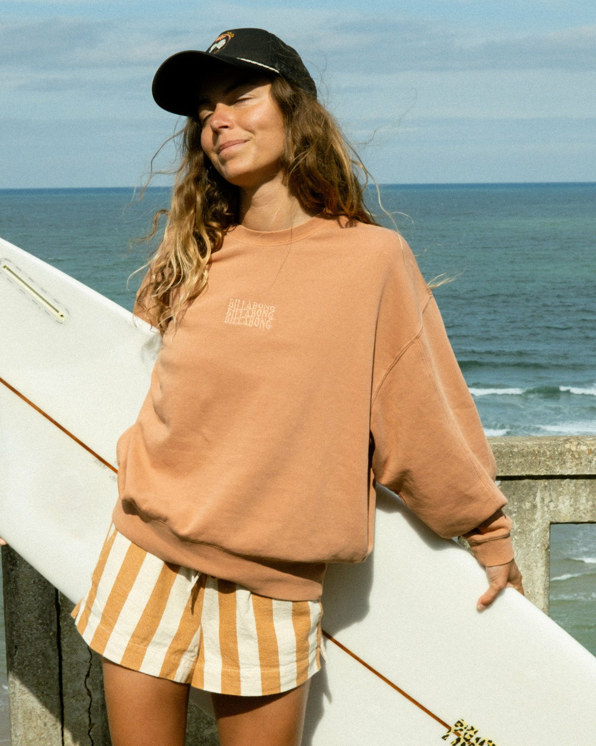 Billabong Women's Bleached Out Kendal Crewneck Sweatshirt - Caramel Cafe