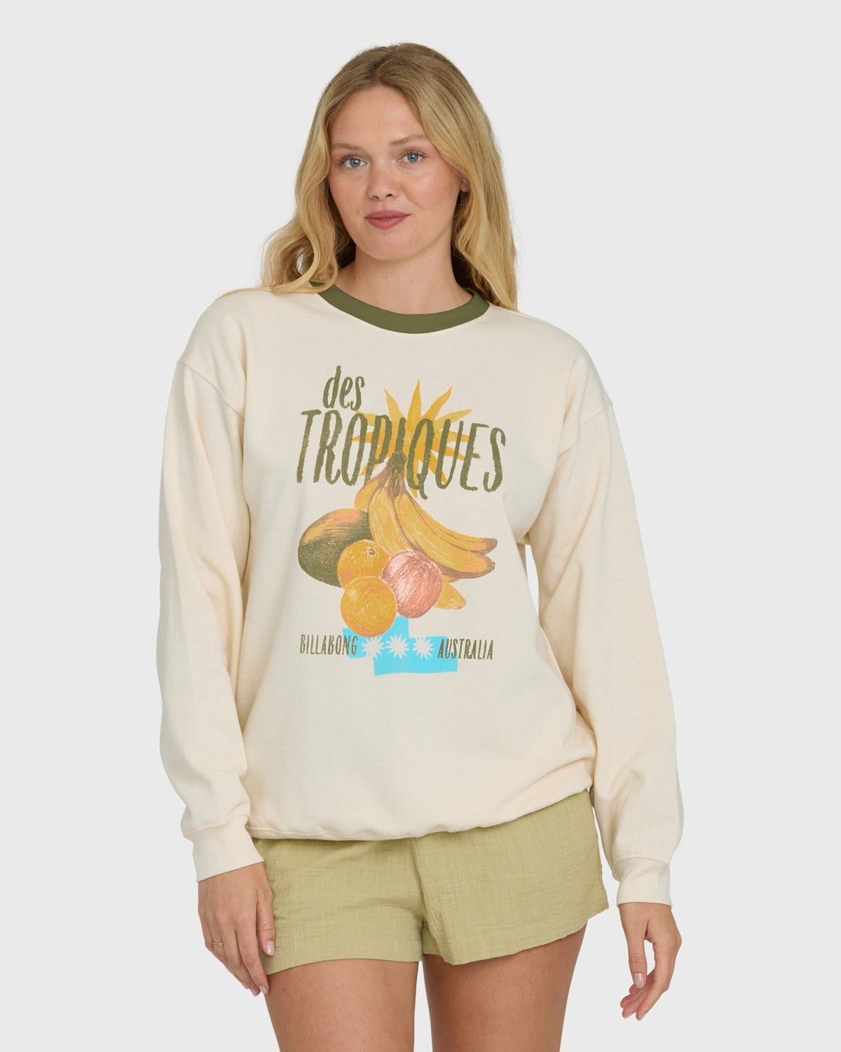 Billabong Women's Freshest Things Crewneck Sweatshirt - White Cap