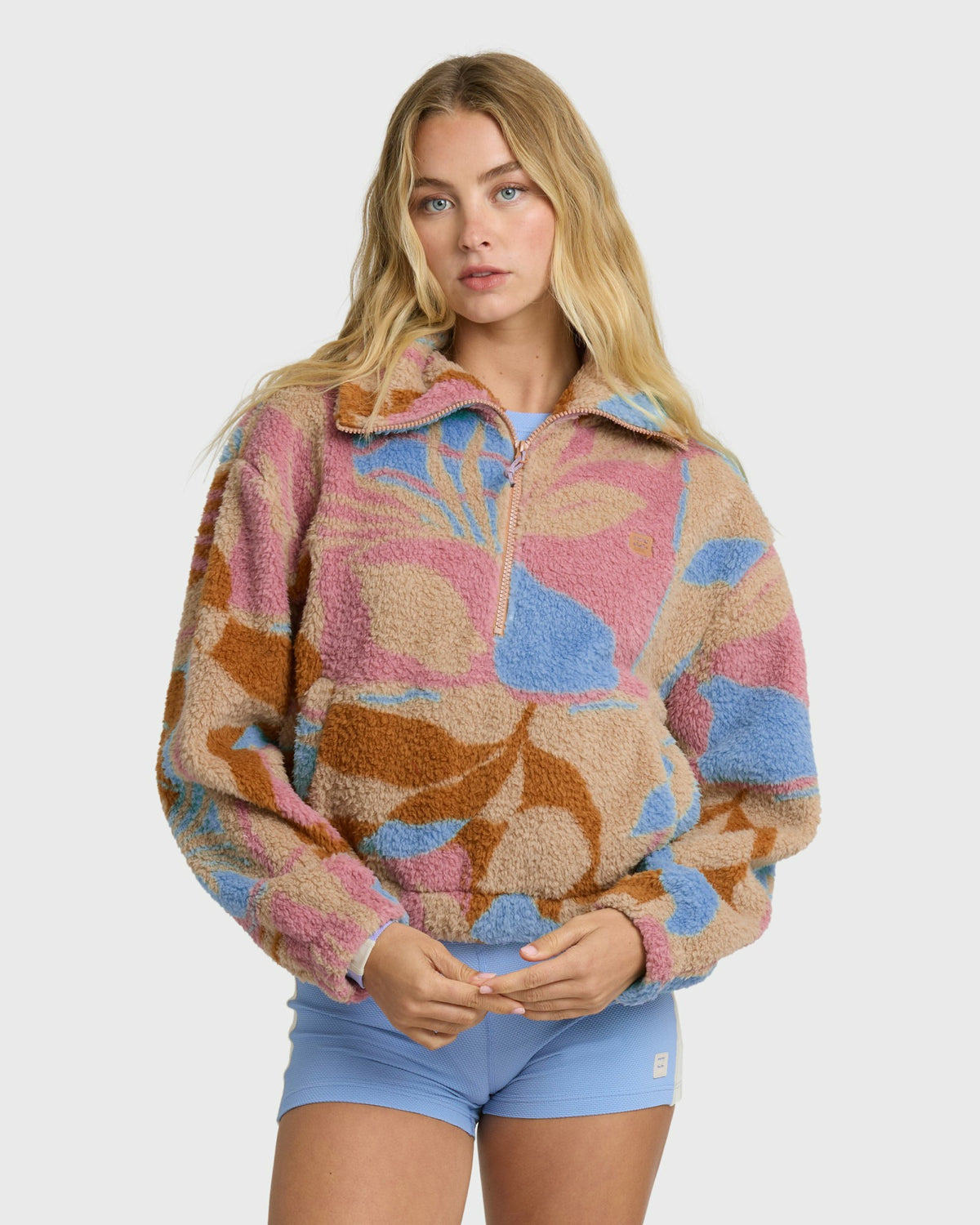Billabong Women's A\/Div Barra Half Zip Sherpa Fleece - Oatmeal