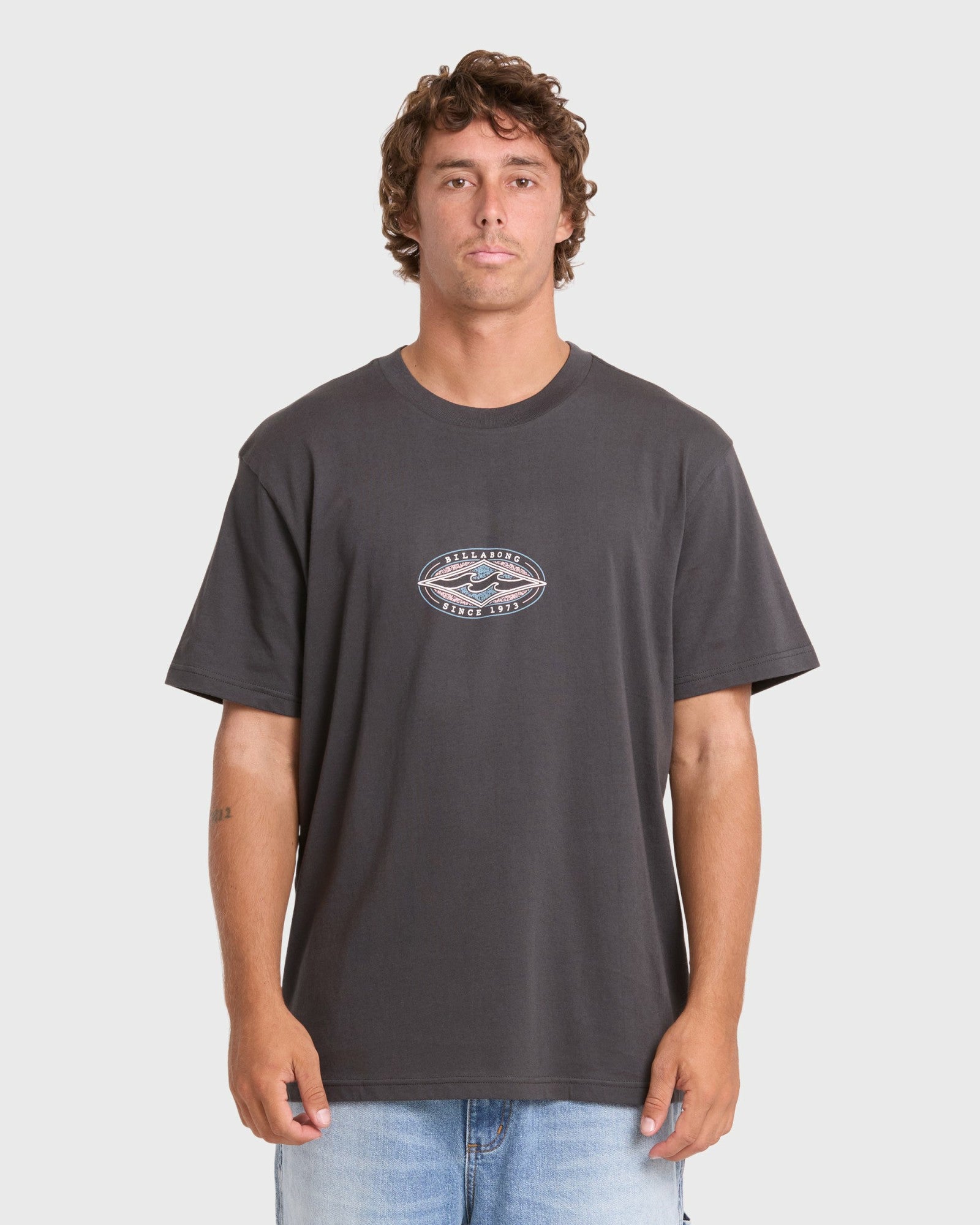 Billabong Men's Rotor Diamond Premium Short Sleeve Knit Graphic T-Shirt - Raven