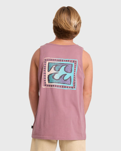 Billabong Men's Crayon Wave Premium Tank Top - Red Dahlia