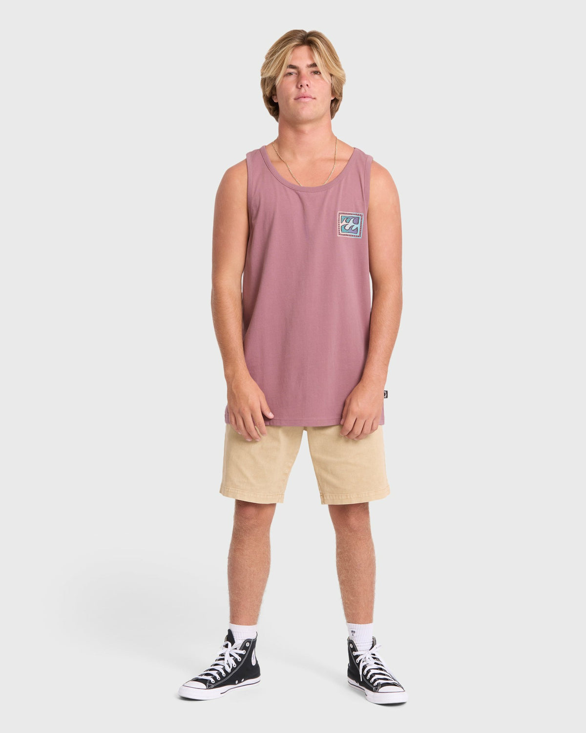 Billabong Men's Crayon Wave Premium Tank Top - Red Dahlia