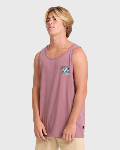 Billabong Men's Crayon Wave Premium Tank Top - Red Dahlia