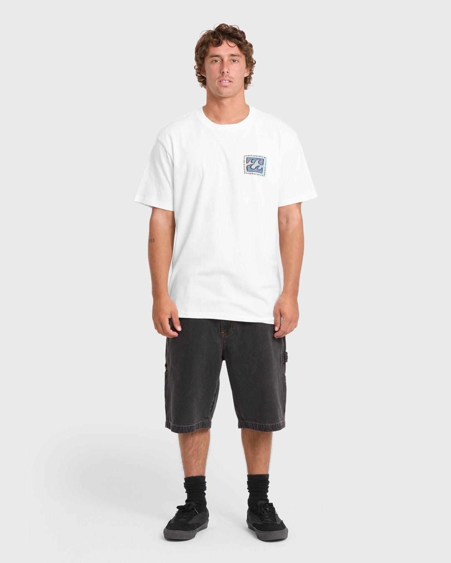Billabong Men's Crayon Wave Premium Short Sleeve Knit T-Shirt - Off White