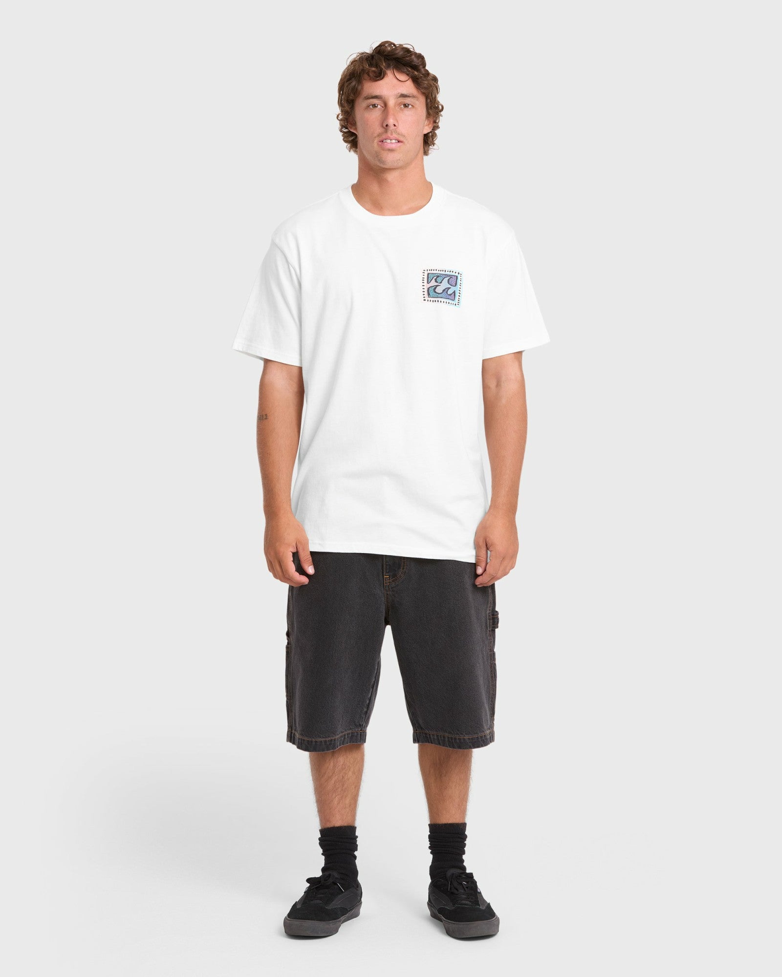 Billabong Men's Crayon Wave Premium Short Sleeve Knit T-Shirt - Off White