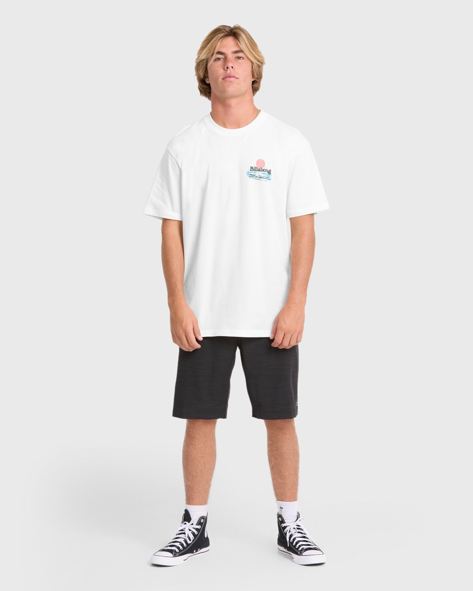 Billabong Men's Lounge Premium Short Sleeve Knit Graphic T-Shirt - Off White