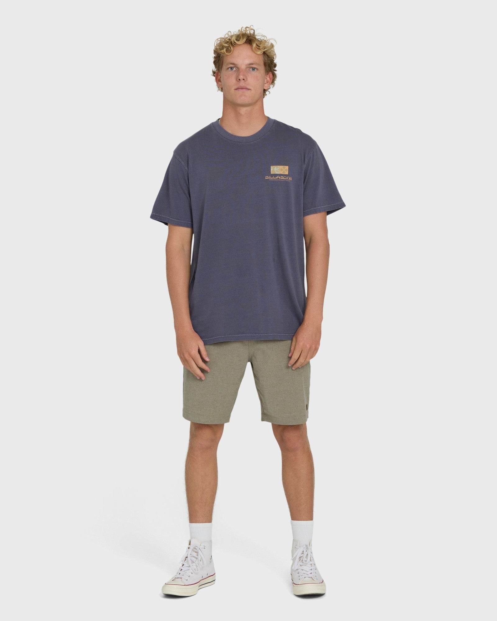 Billabong Men's Glyph Wave Washed Premium Short Sleeve Cotton T-Shirt - Greystone