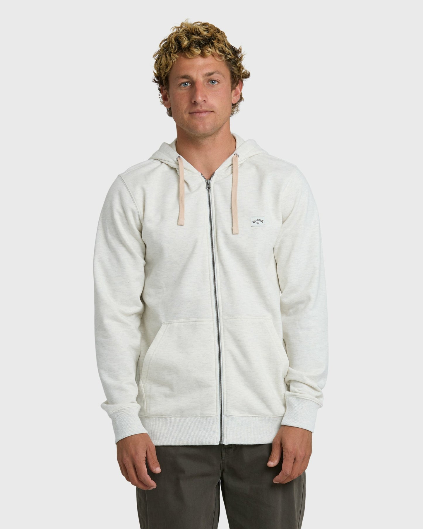 Billabong Men's All Day Zip Front Hoodie - Light Gray Heather