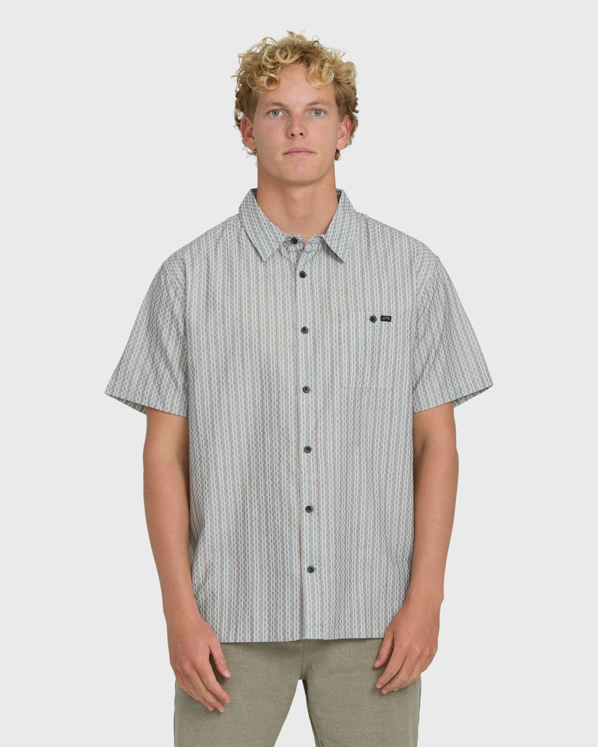 Billabong Men's Sundays Jacquard Short Sleeve Woven Shirt - Fog Gray