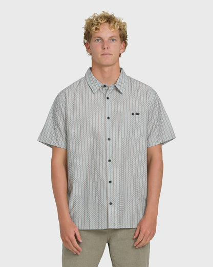 Billabong Men's Sundays Jacquard Short Sleeve Woven Shirt - Fog Gray