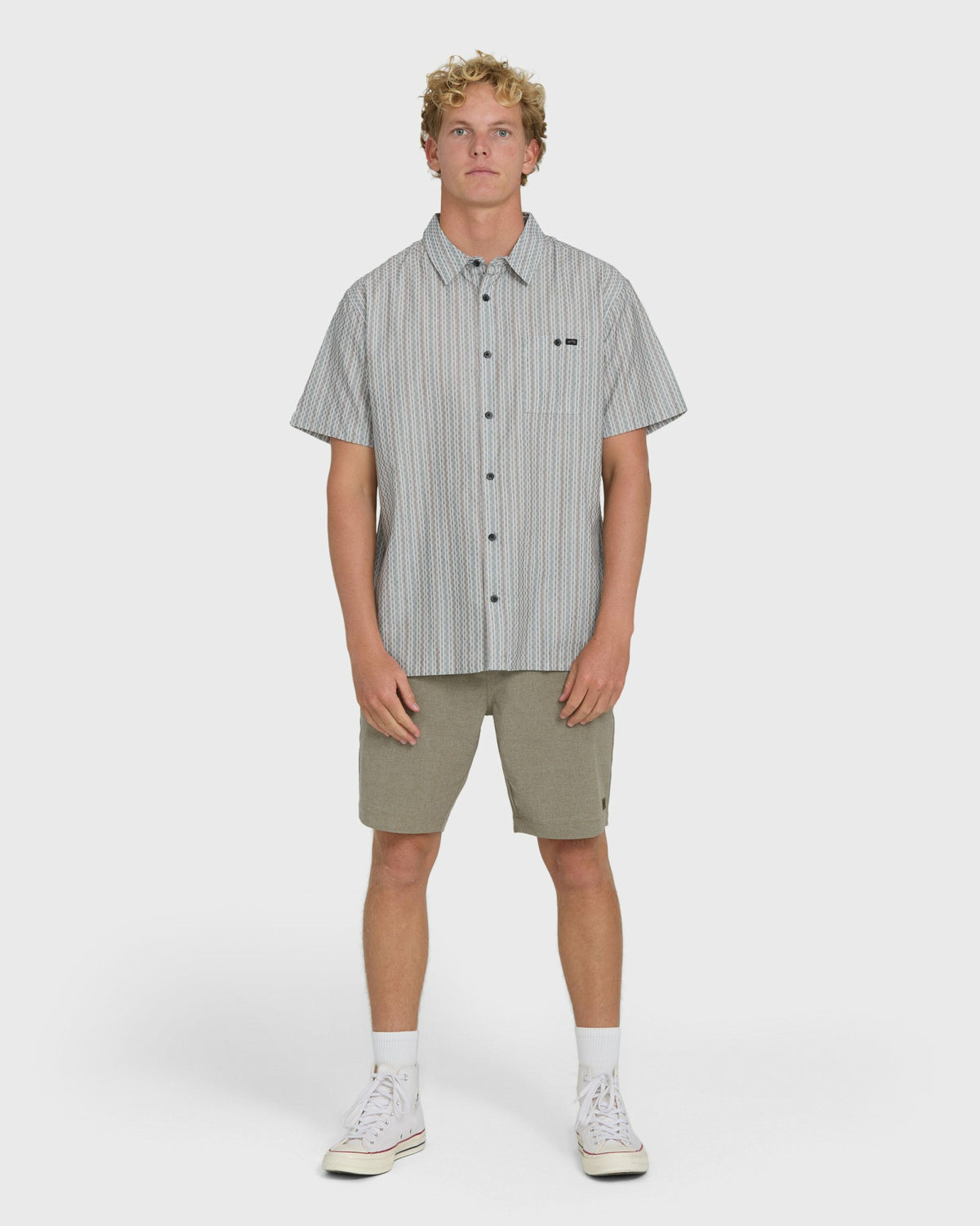 Billabong Men's Sundays Jacquard Short Sleeve Woven Shirt - Fog Gray