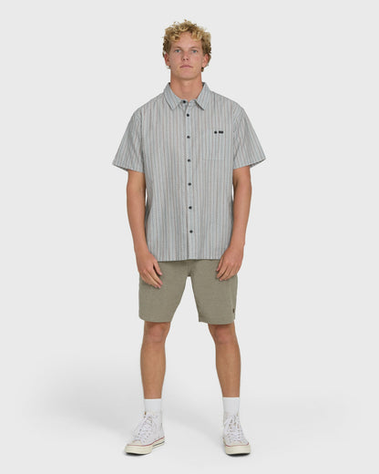 Billabong Men's Sundays Jacquard Short Sleeve Woven Shirt - Fog Gray