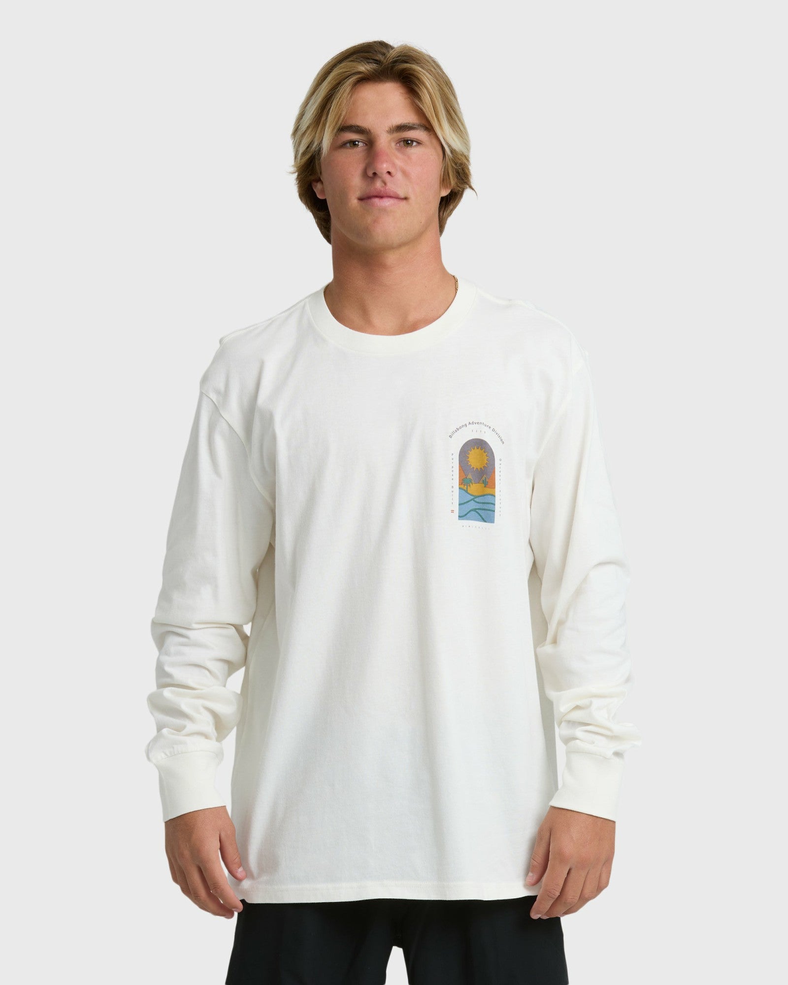 Billabong Men's New View Adiv Premium Long Sleeve T-Shirt - Off White