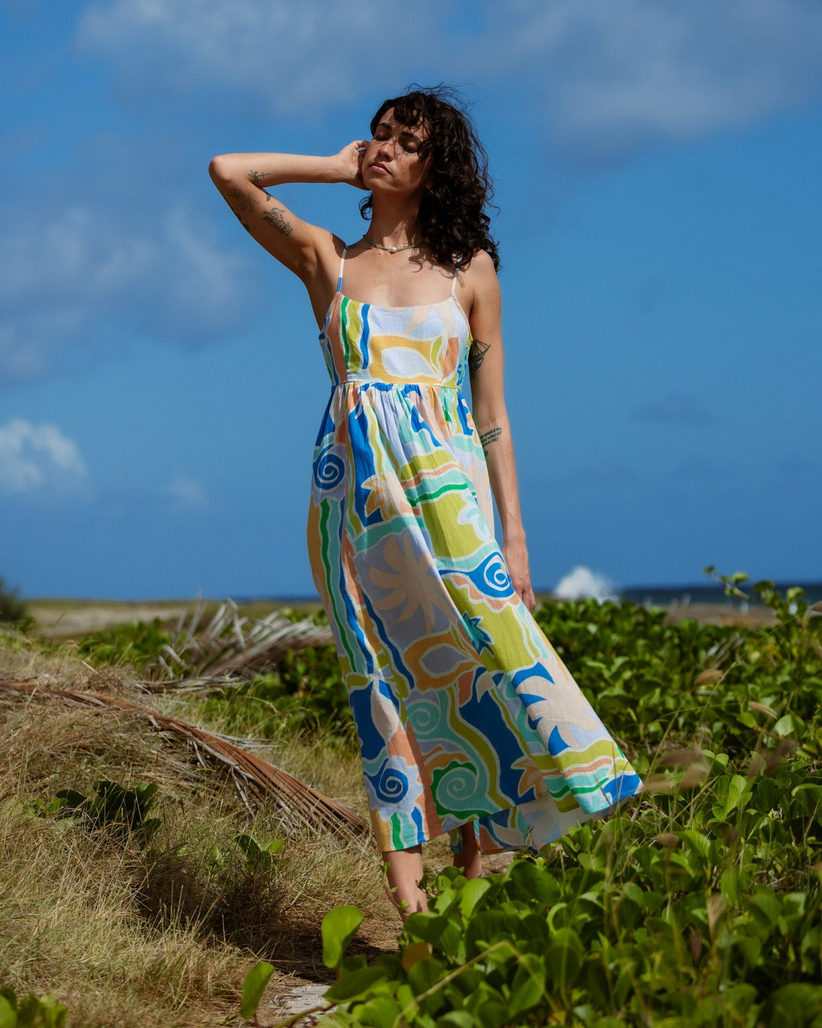 Billabong Women's Island Life Midi Dress - Blue Multi