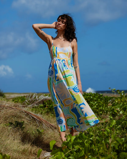 Billabong Women's Island Life Midi Dress - Blue Multi