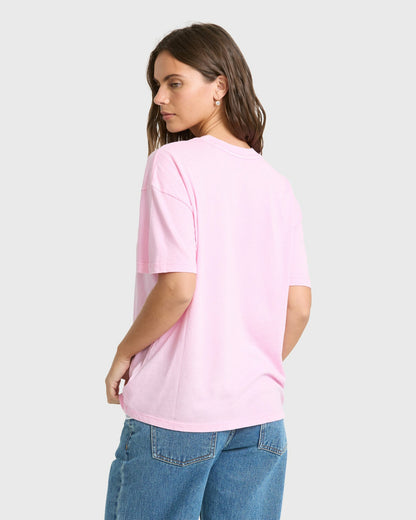 Billabong Women's Vacay Forever Short Sleeve Knit T-Shirt - Prism Pink