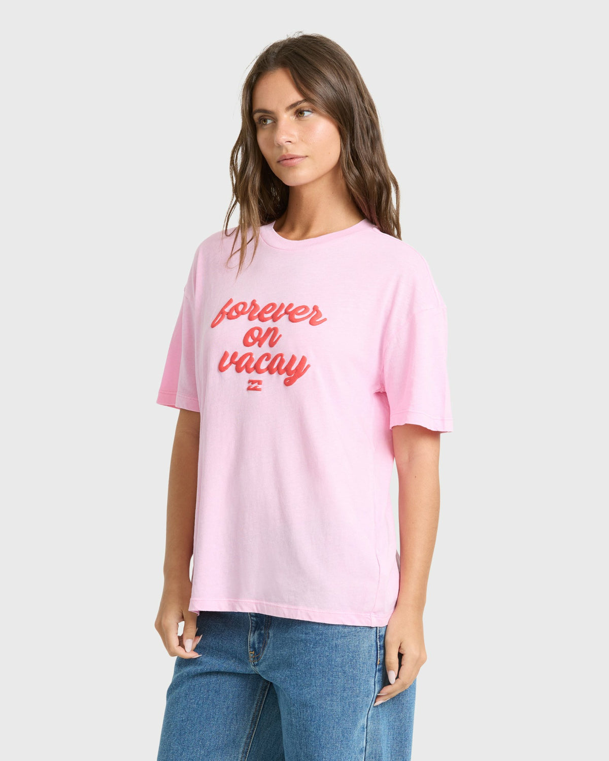 Billabong Women's Vacay Forever Short Sleeve Knit T-Shirt - Prism Pink