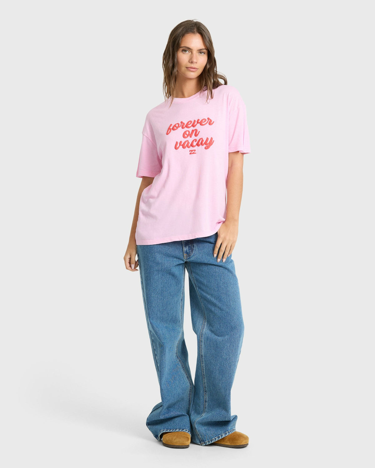 Billabong Women's Vacay Forever Short Sleeve Knit T-Shirt - Prism Pink