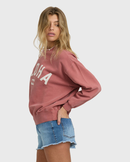 Billabong Women's Mono Aloha Kendal Crewneck Sweatshirt - Dark Coral