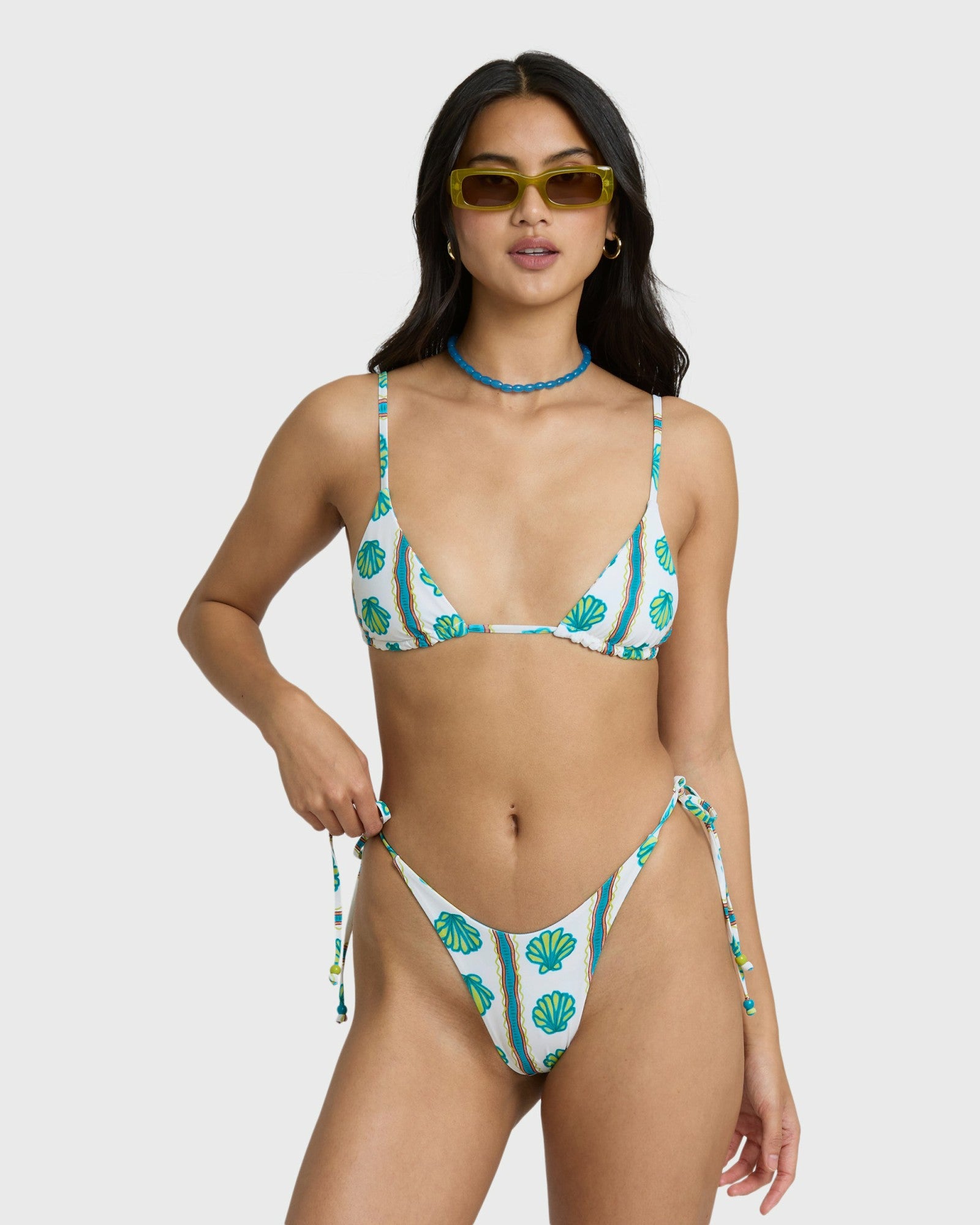 Billabong Women's Salty Waves Reversible Tie-side Dippi Skimpy Bikini Bottom - Salt Crystal