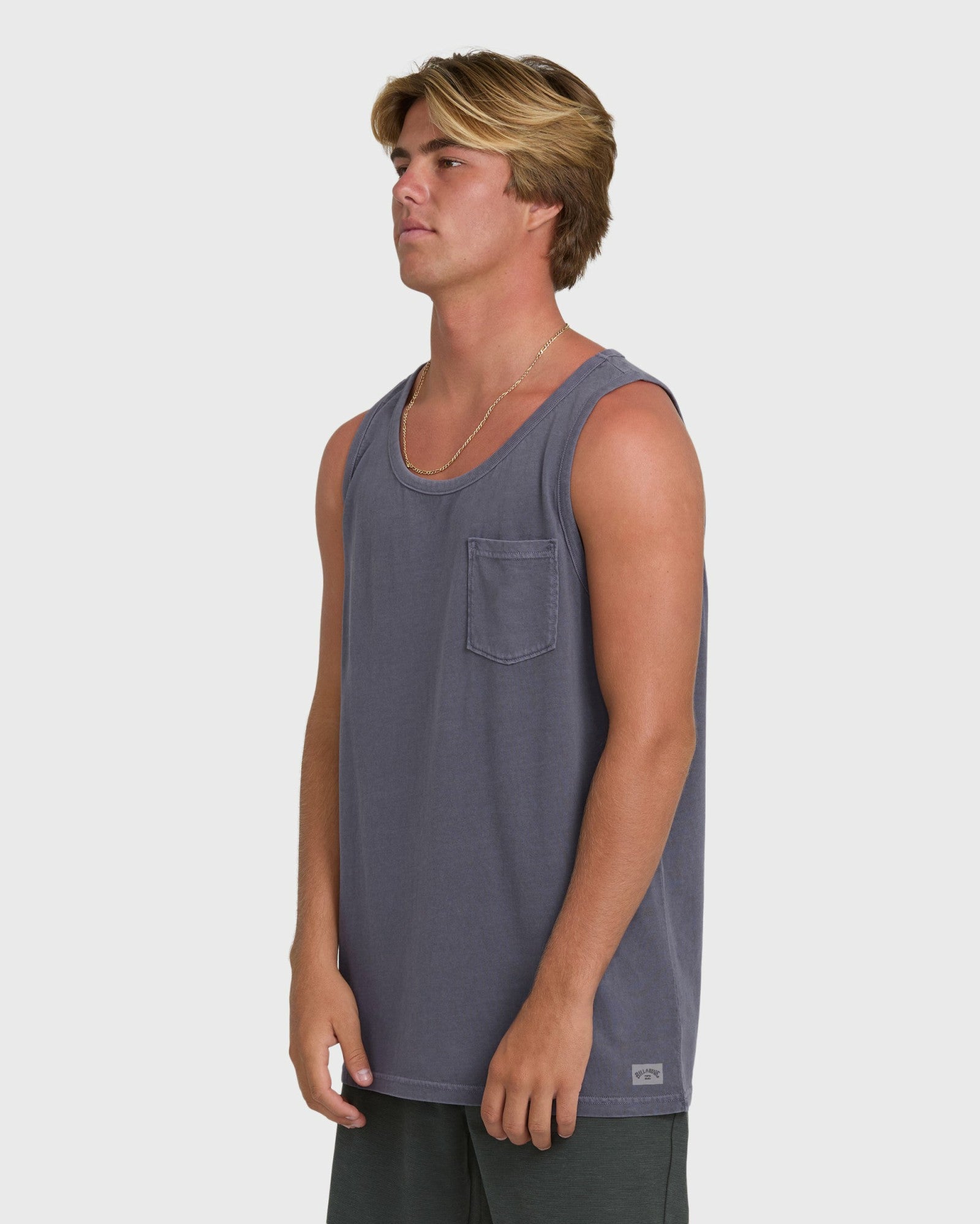 Billabong Men's Essential Pocket Wave Washed Premium Tank Top - Graystone