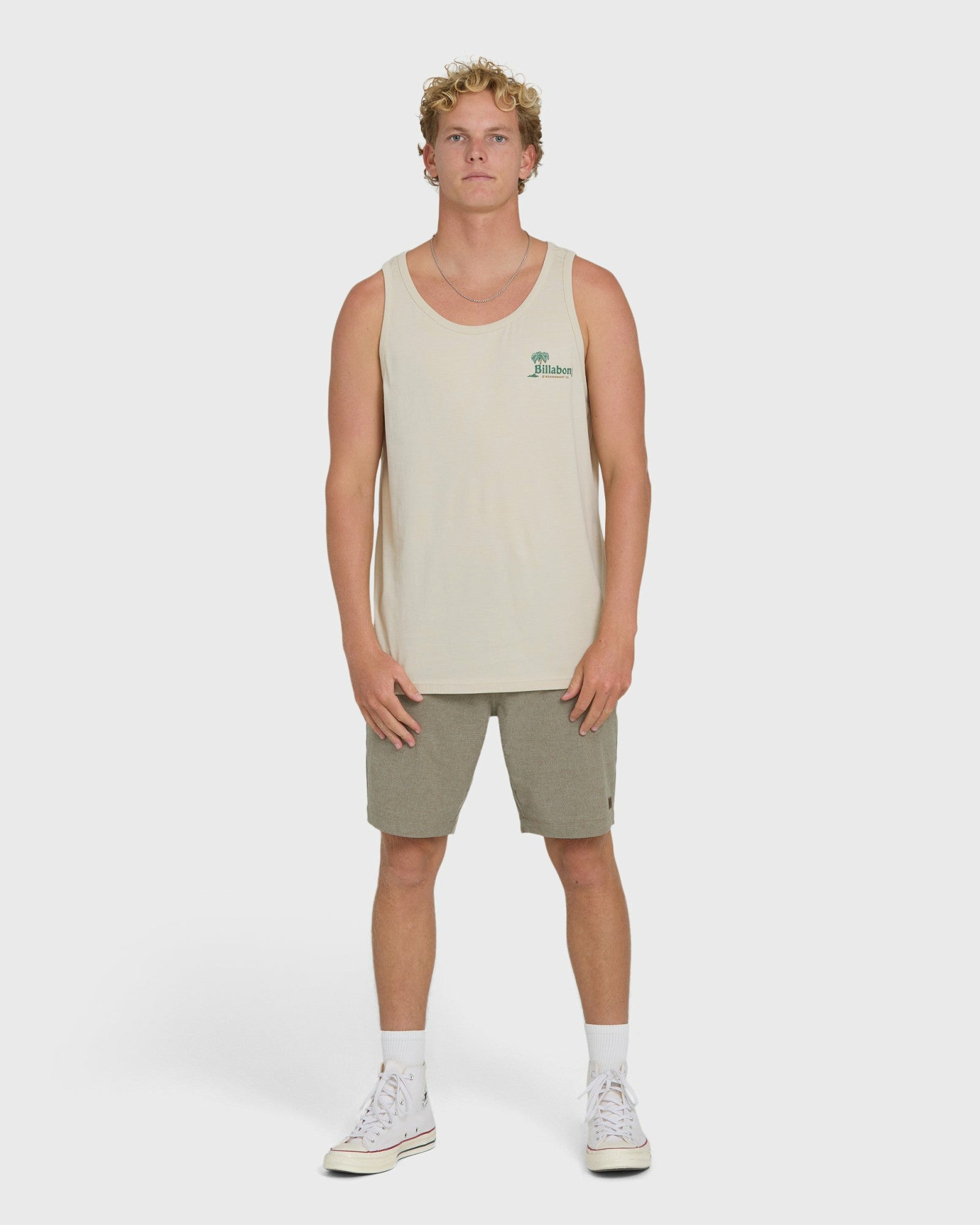 Billabong Men's Check Out Premium Tank Top - Oatmeal