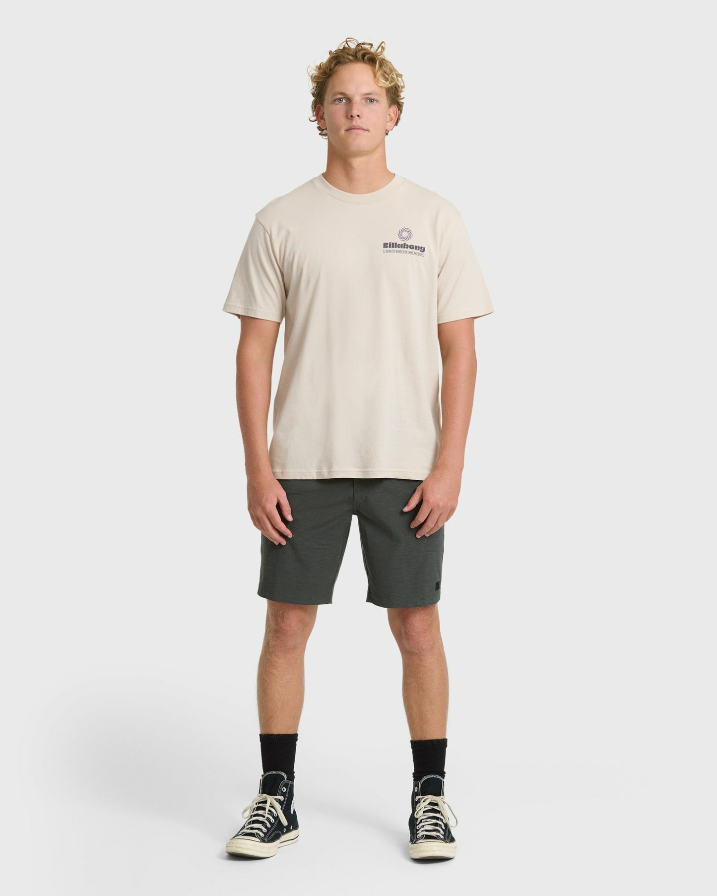 Billabong Men's Single Fin Premium Short Sleeve T-Shirt - Oatmeal