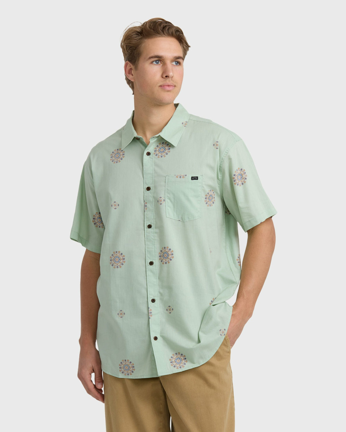 Billabong Men's Sundays Mini Short Sleeve Woven Shirt - Seafoam