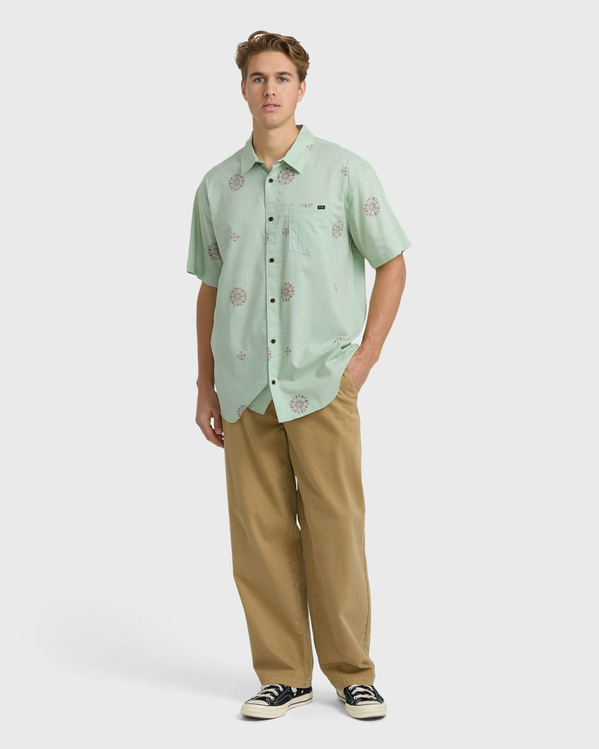 Billabong Men's Sundays Mini Short Sleeve Woven Shirt - Seafoam
