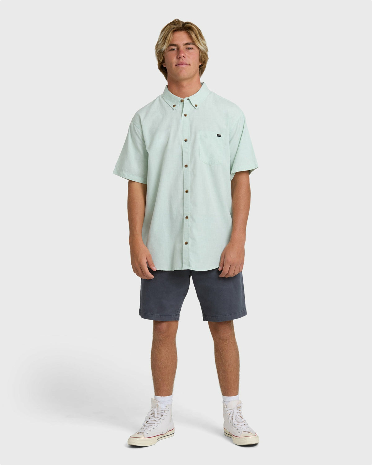 Billabong Men's All Day Short Sleeve Shirt - Granite Green