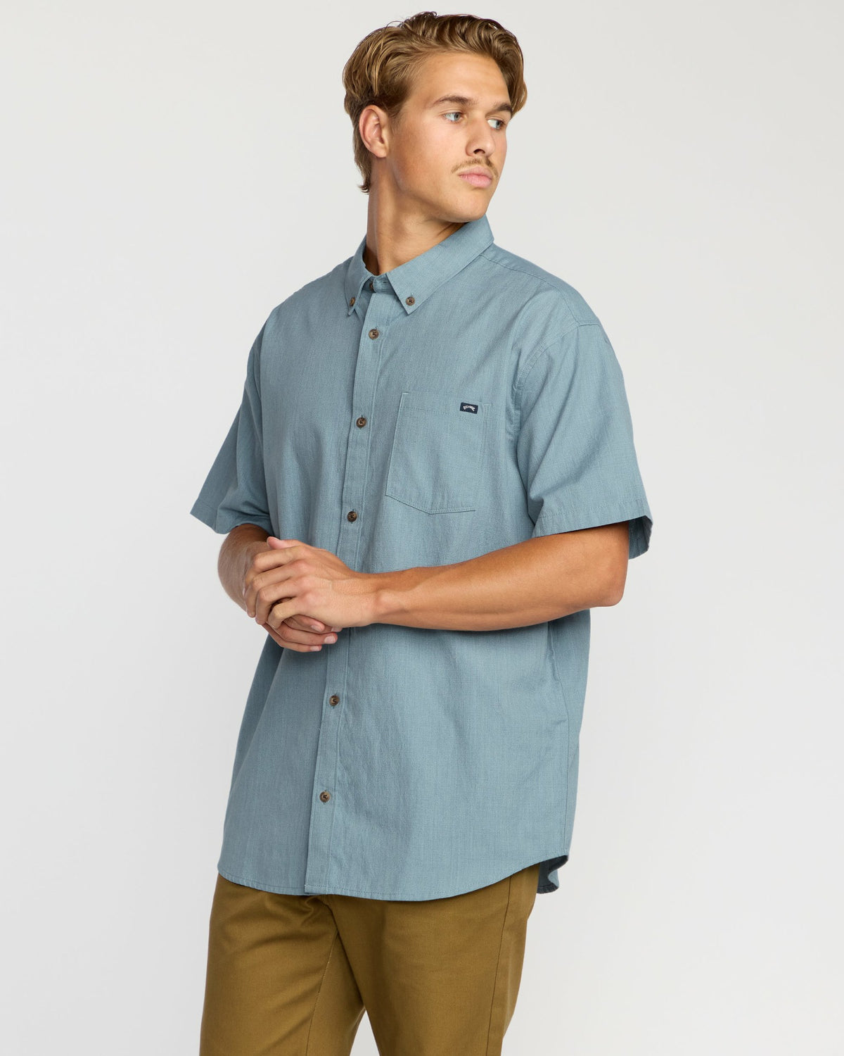 Billabong Men's All Day Short Sleeve Shirt - Steel Blue