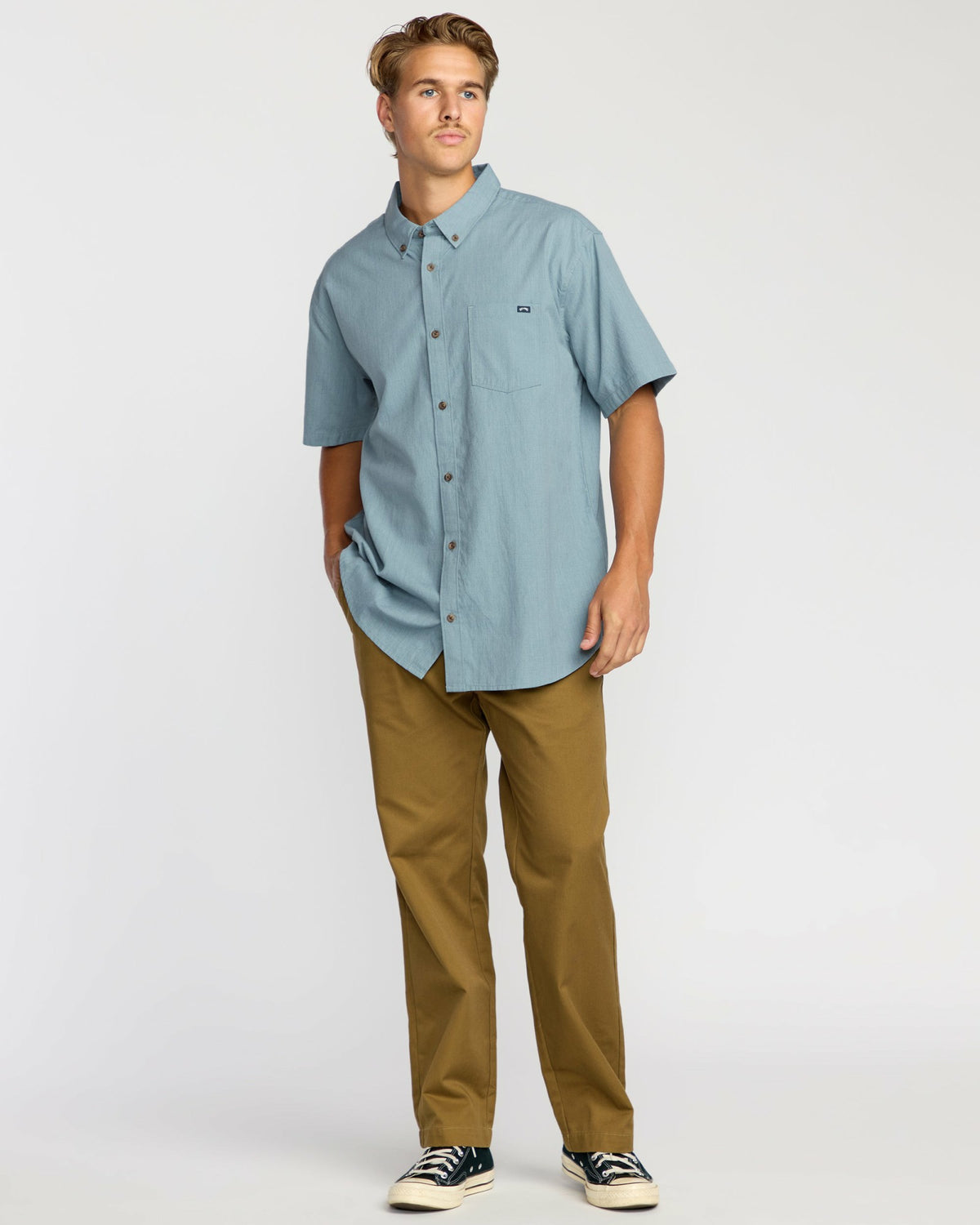 Billabong Men's All Day Short Sleeve Shirt - Steel Blue