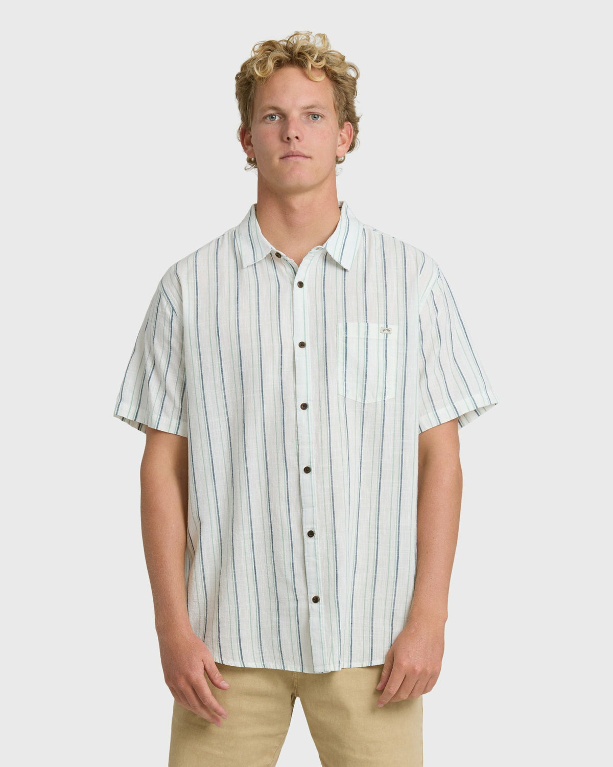 Billabong Men's All Day Stripe Short Sleeve Shirt - Cream