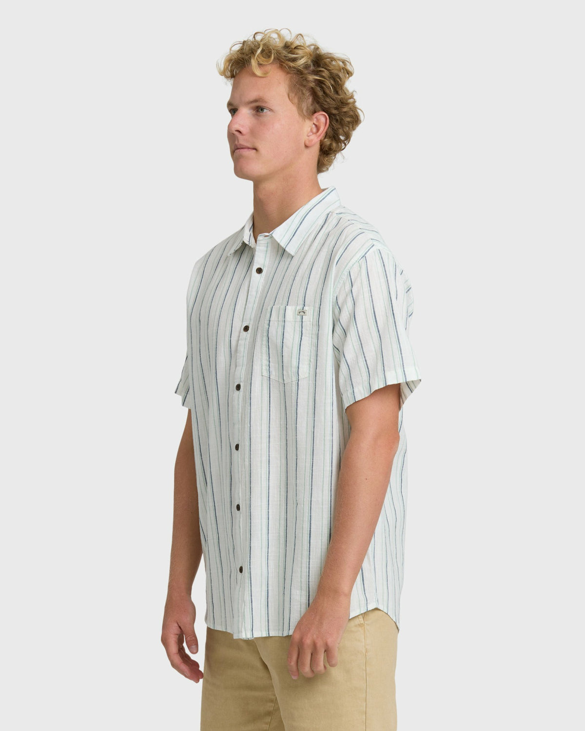 Billabong Men's All Day Stripe Short Sleeve Shirt - Cream