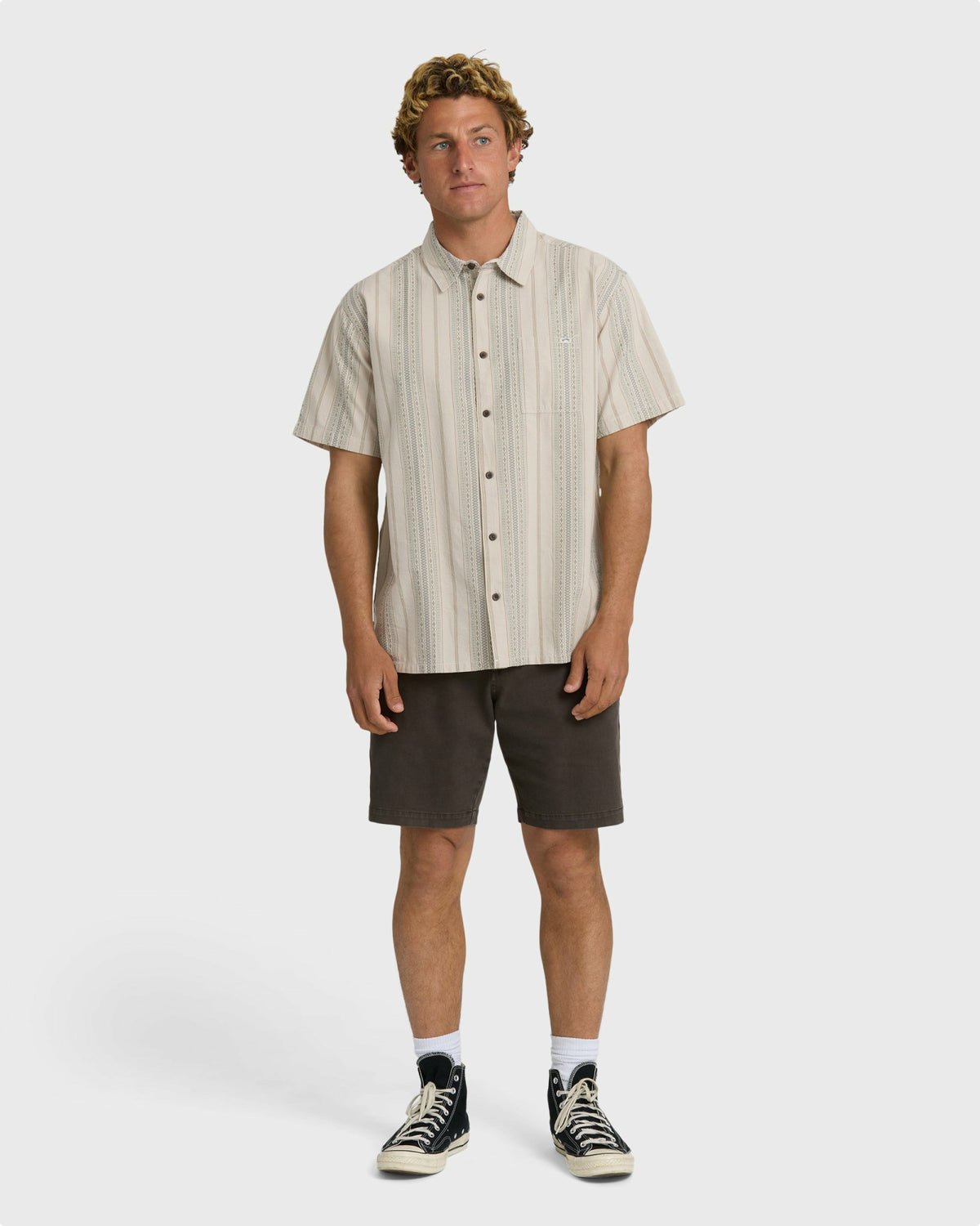 Billabong Men's Sundays Jacquard Short Sleeve Woven Shirt - Oatmeal