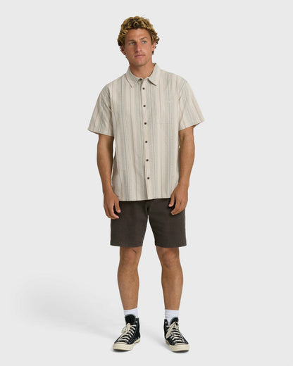 Billabong Men's Sundays Jacquard Short Sleeve Woven Shirt - Oatmeal