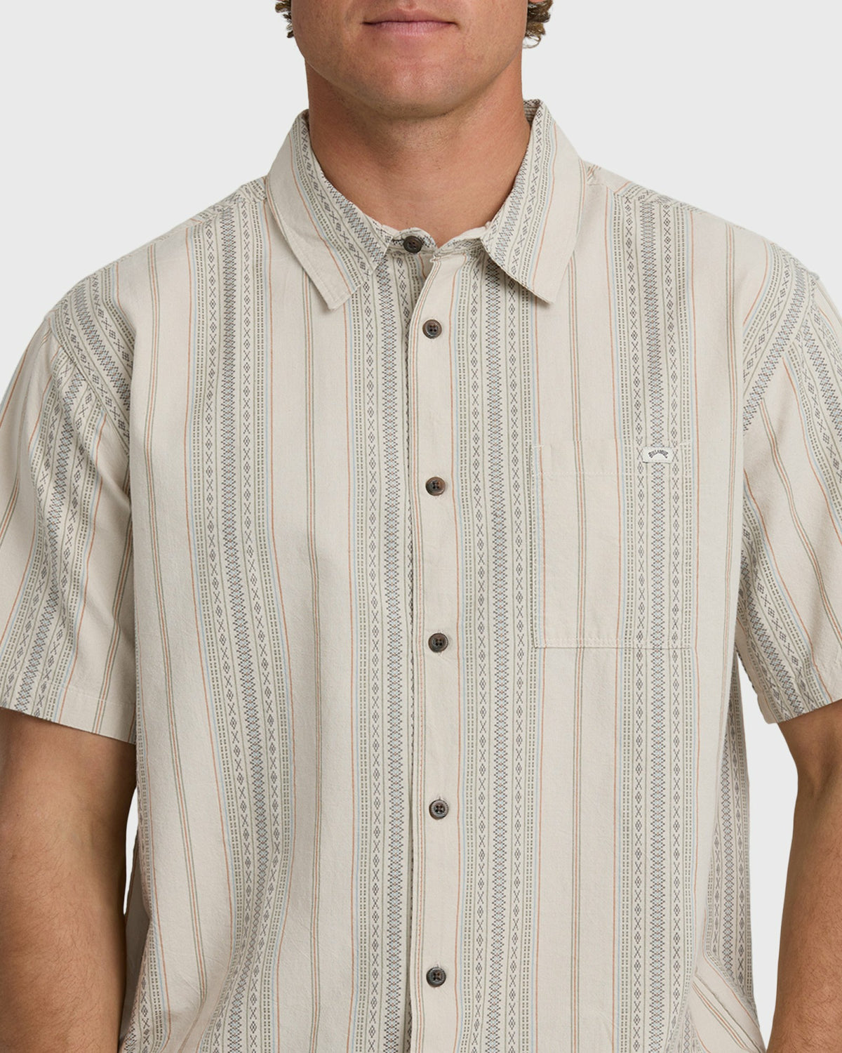 Billabong Men's Sundays Jacquard Short Sleeve Woven Shirt - Oatmeal