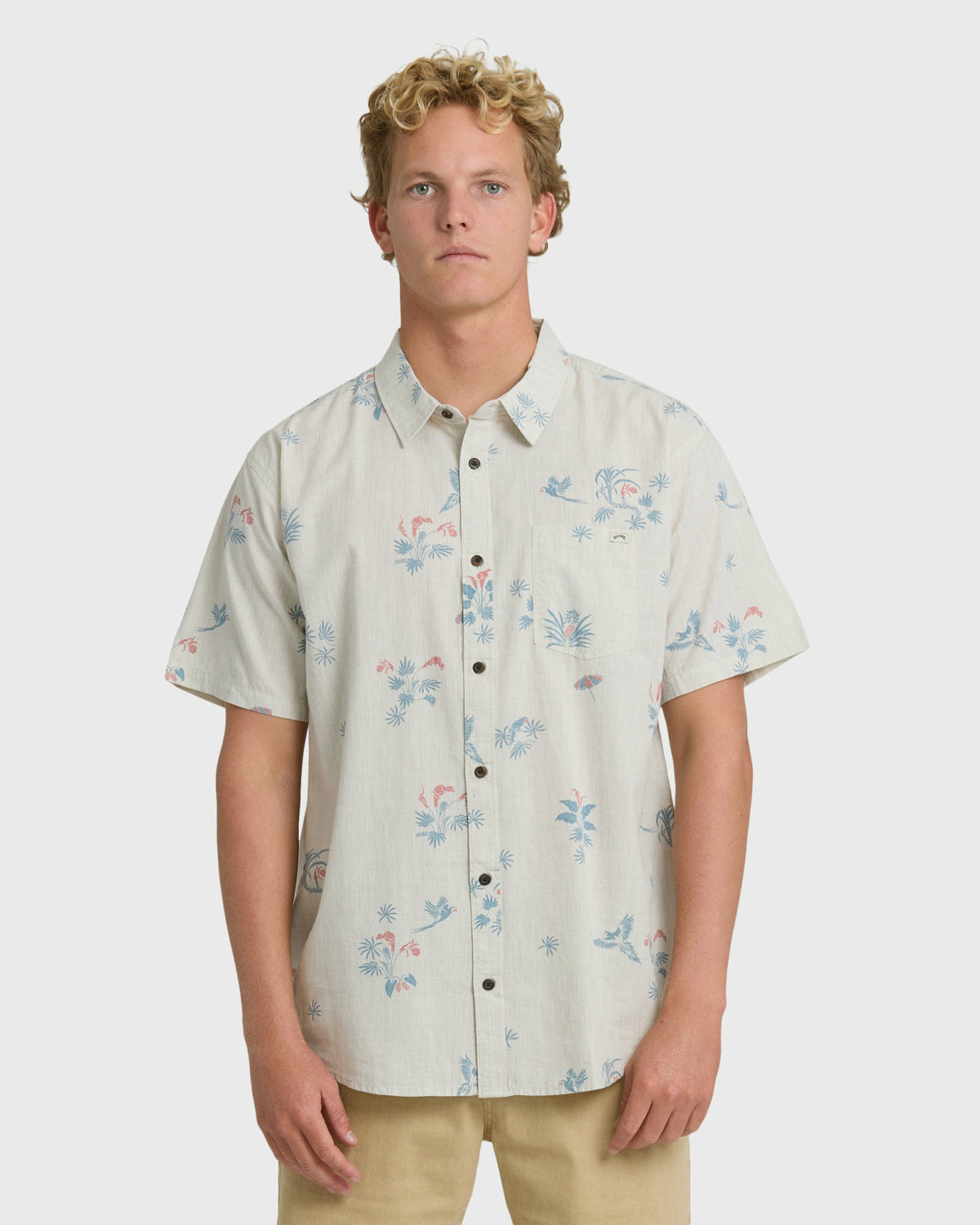 Billabong Men's Sundays Mini Short Sleeve Woven Shirt - Stone
