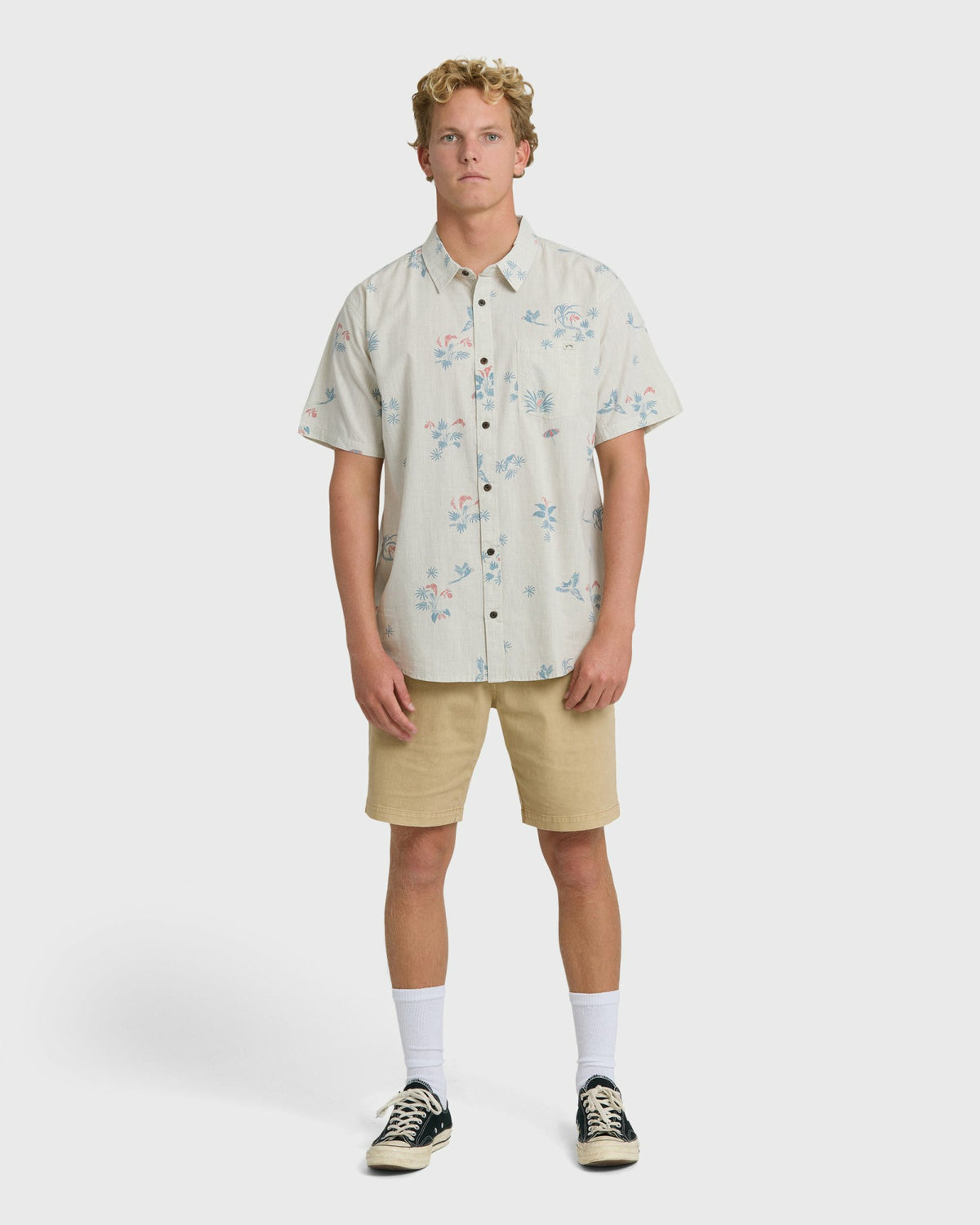 Billabong Men's Sundays Mini Short Sleeve Woven Shirt - Stone