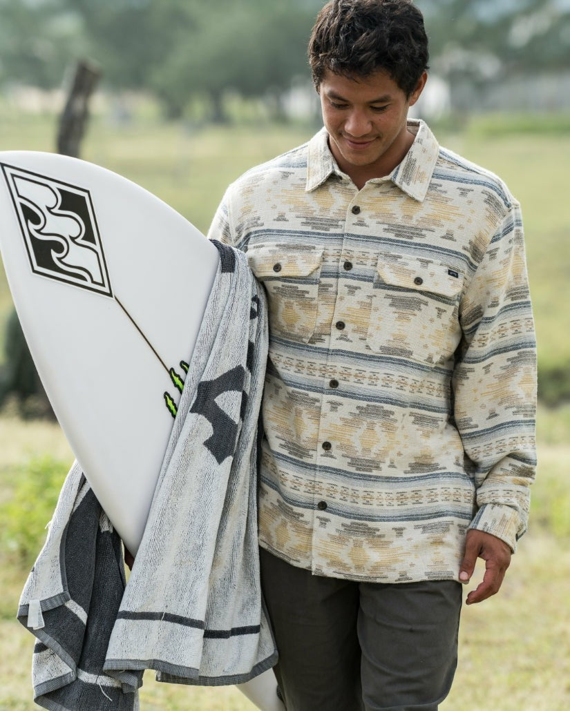 Billabong Men's Offshore Jacquard Long Sleeve Flannel Shirt - Sand