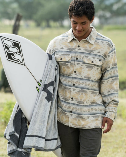 Billabong Men's Offshore Jacquard Long Sleeve Flannel Shirt - Sand